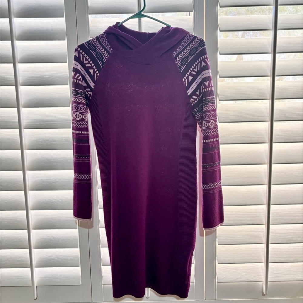 Krimson Klover Purple Long Sleeve Dress with Patterned Sleeves